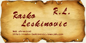Raško Leškinović vizit kartica